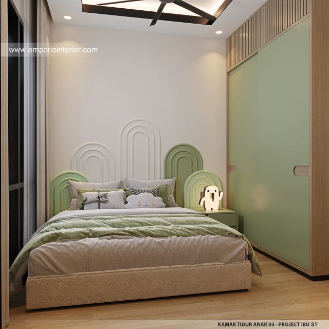 Desain Kamar Tidur Anak 3 Rumah Modern 3 Lantai Ibu ST (Prastria House) di Mojokerto