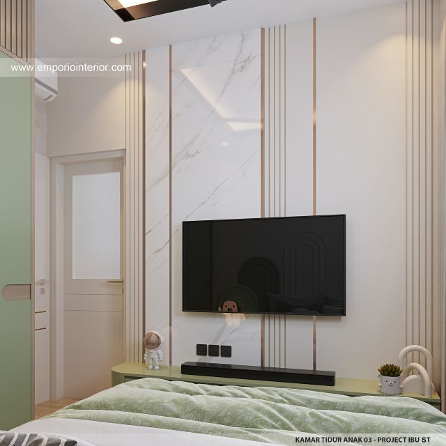 Desain Kamar Tidur Anak 3 Rumah Modern 3 Lantai Ibu ST (Prastria House) di Mojokerto