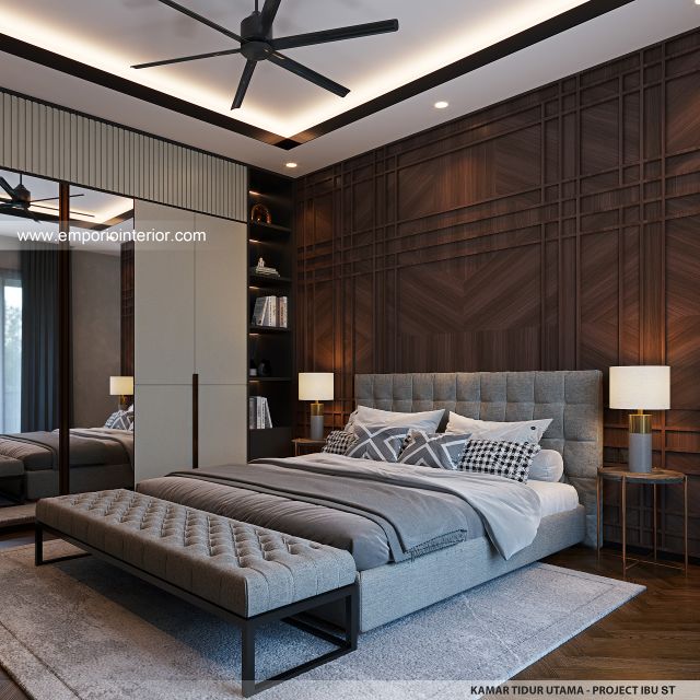 Desain Kamar Tidur Utama Rumah Modern 3 Lantai Ibu ST (Prastria House) di Mojokerto