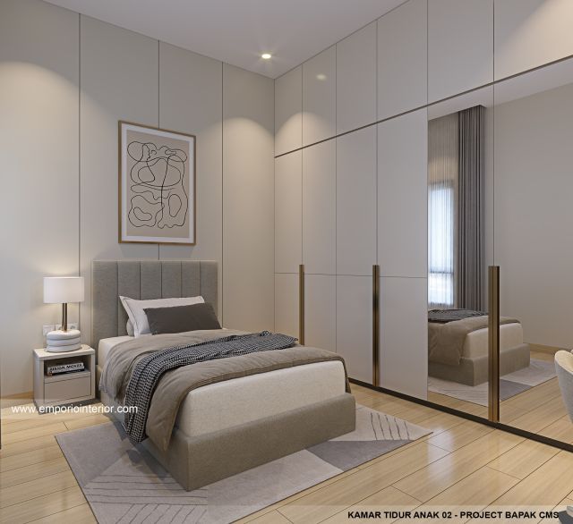 Desain Kamar Tidur Anak 2 Rumah Modern 3 Lantai Bapak CMS di Jakarta Timur