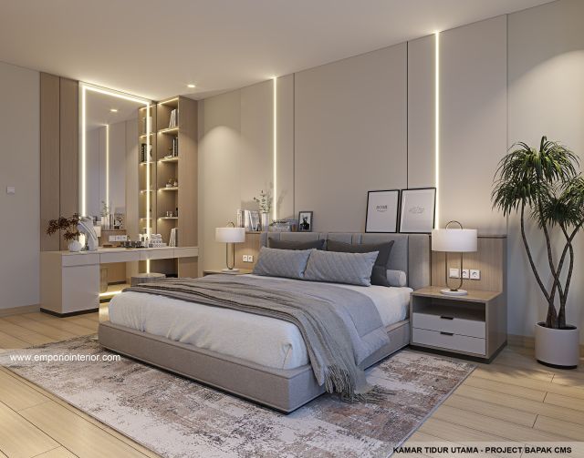 Desain Kamar Tidur Utama Rumah Modern 3 Lantai Bapak CMS di Jakarta Timur