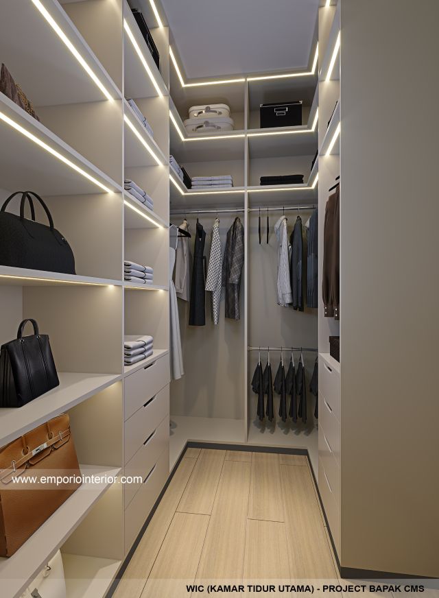 Desain WIC Kamar Tidur Utama Rumah Modern 3 Lantai Bapak CMS di Jakarta Timur