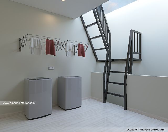 Desain Laundry Rumah Modern 3 Lantai Bapak CMS di Jakarta Timur