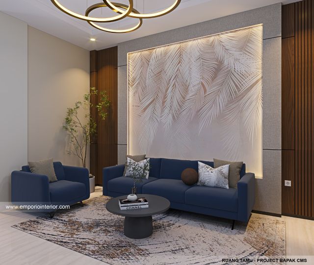 Desain Ruang Tamu Rumah Modern 3 Lantai Bapak CMS di Jakarta Timur