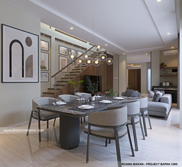 Desain Ruang Makan Rumah Modern 3 Lantai Bapak CMS di Jakarta Timur