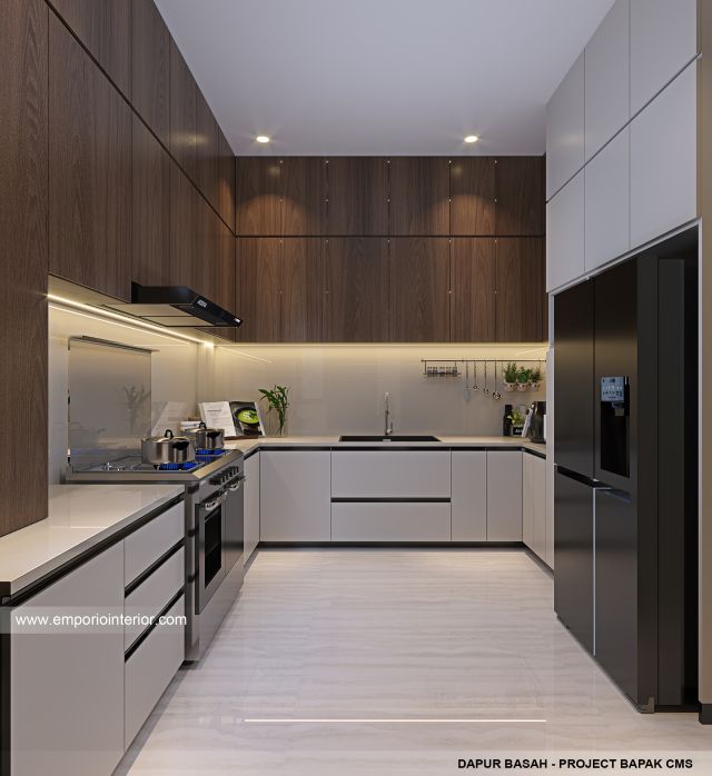 Desain Dapur Basah Rumah Modern 3 Lantai Bapak CMS di Jakarta Timur