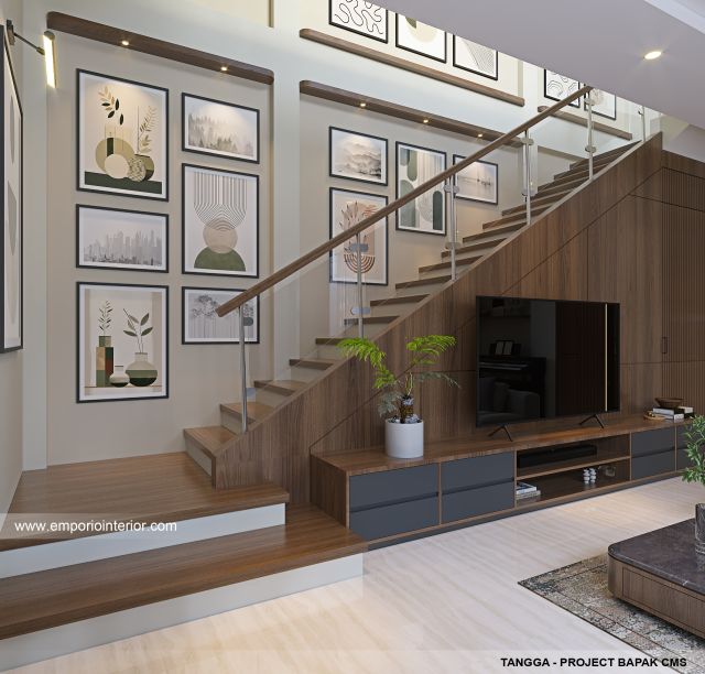 Desain Tangga Rumah Modern 3 Lantai Bapak CMS di Jakarta Timur