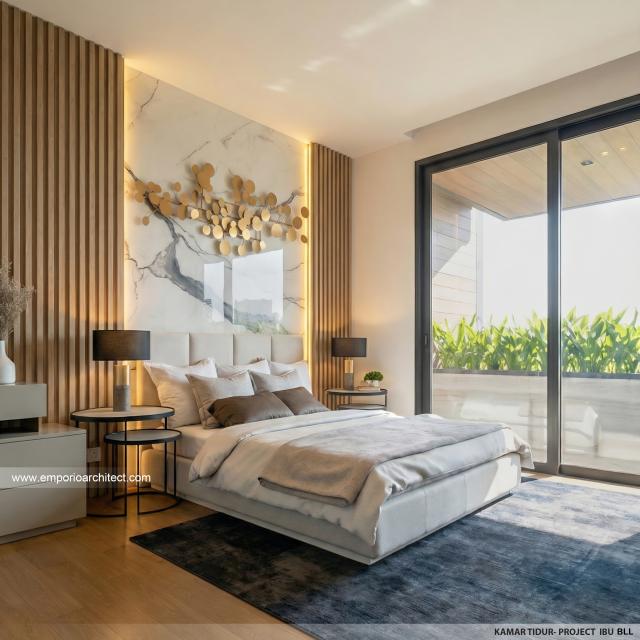 Desain Kamar Tidur Rumah Modern 3 Lantai Ibu BLL di Jakarta Selatan