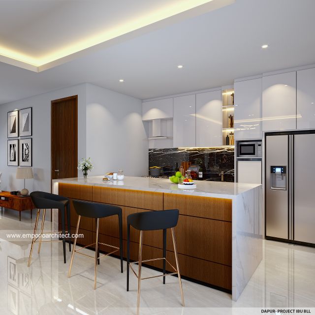 Desain Dapur Rumah Modern 3 Lantai Ibu BLL di Jakarta Selatan