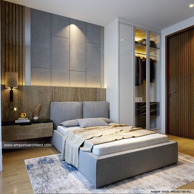 Desain Kamar Tidur Rumah Modern 3 Lantai Ibu BLL di Jakarta Selatan