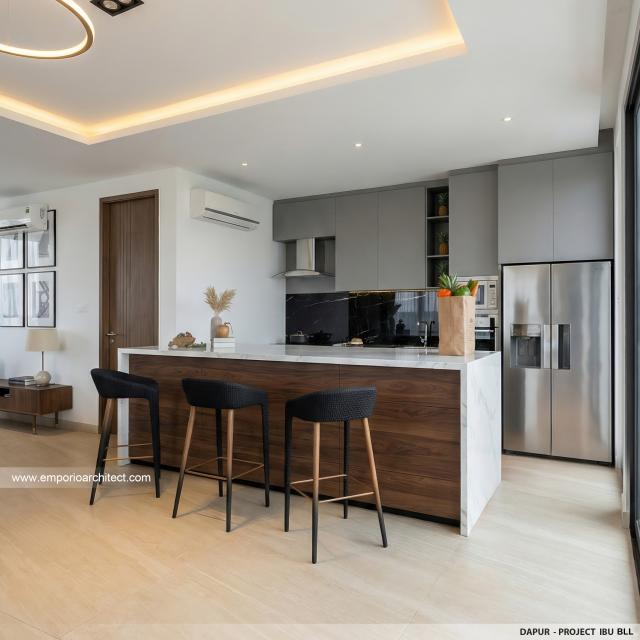 Desain Dapur Rumah Modern 3 Lantai Ibu BLL di Jakarta Selatan