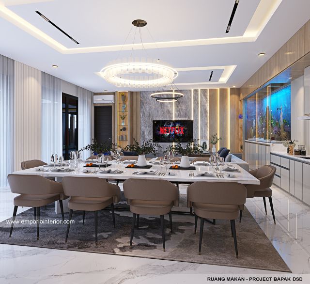 Desain Ruang Makan Rumah Modern 3 Lantai Bapak DSD 1931 di Jakarta Barat
