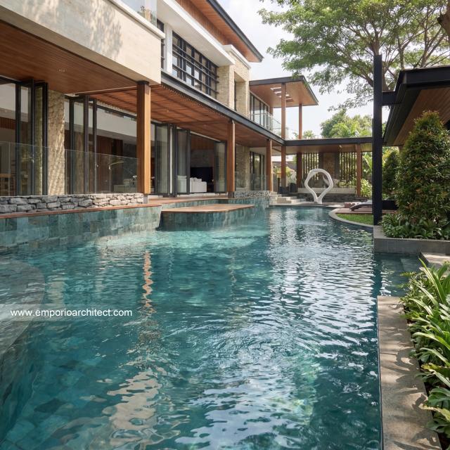 Desain Tampak Detail Belakang 3 Rumah Modern 3 Lantai Bapak FNN di Timor Leste