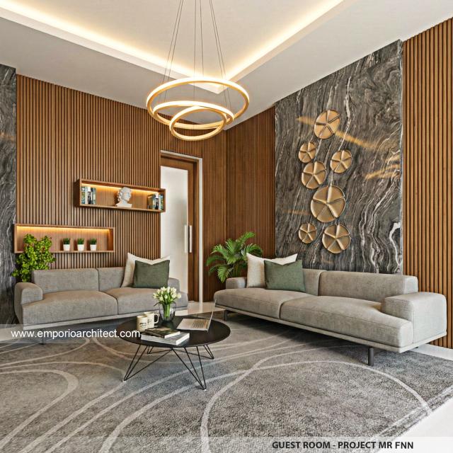 Desain Ruang Tamu Rumah Modern 3 Lantai Bapak FNN di Timor Leste