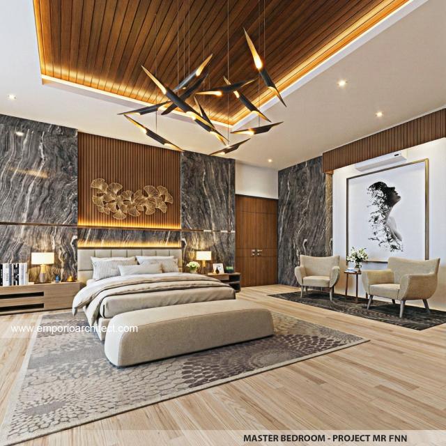 Desain Kamar Tidur Utama Rumah Modern 3 Lantai Bapak FNN di Timor Leste
