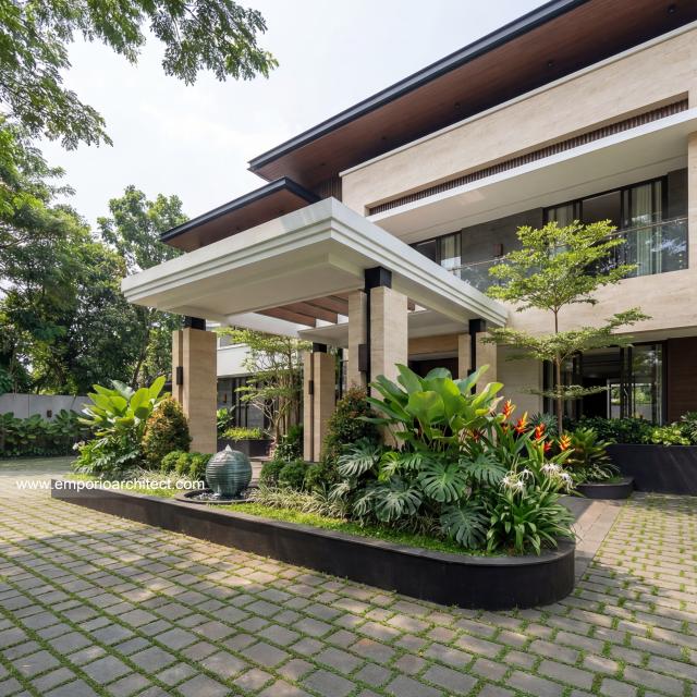 Desain Tampak Detail Depan Rumah Modern 3 Lantai Bapak FNN di Timor Leste
