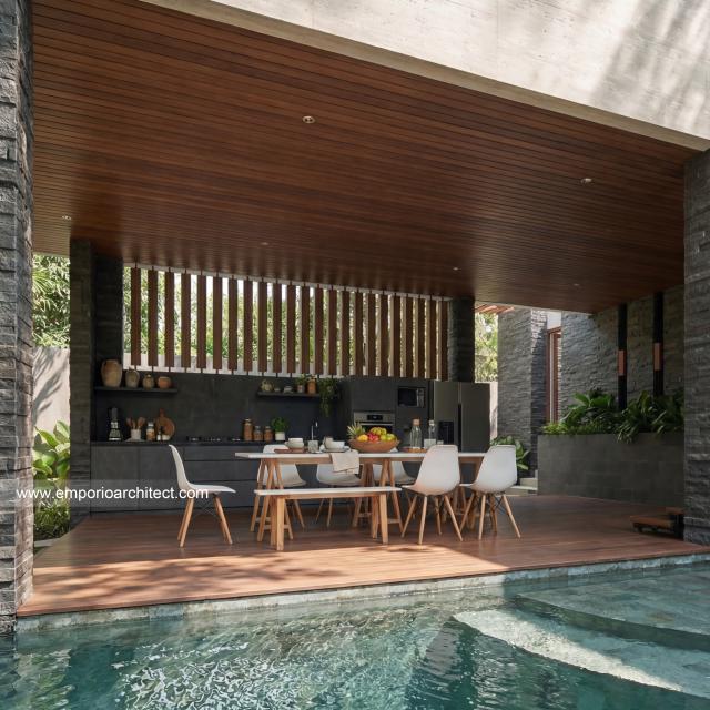 Desain Tampak Dapur Luar Rumah Modern 3 Lantai Bapak FNN di Timor Leste
