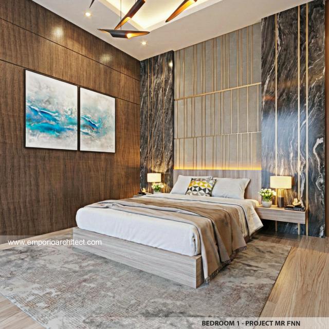Desain Kamar Tidur 1 Rumah Modern 3 Lantai Bapak FNN di Timor Leste
