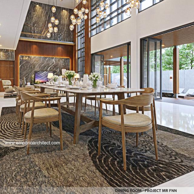 Desain Ruang Makan Rumah Modern 3 Lantai Bapak FNN di Timor Leste