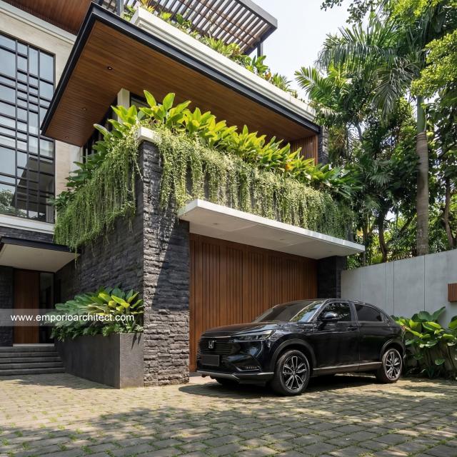 Desain Tampak Detail Depan 3 Rumah Modern 3 Lantai Bapak FNN di Timor Leste