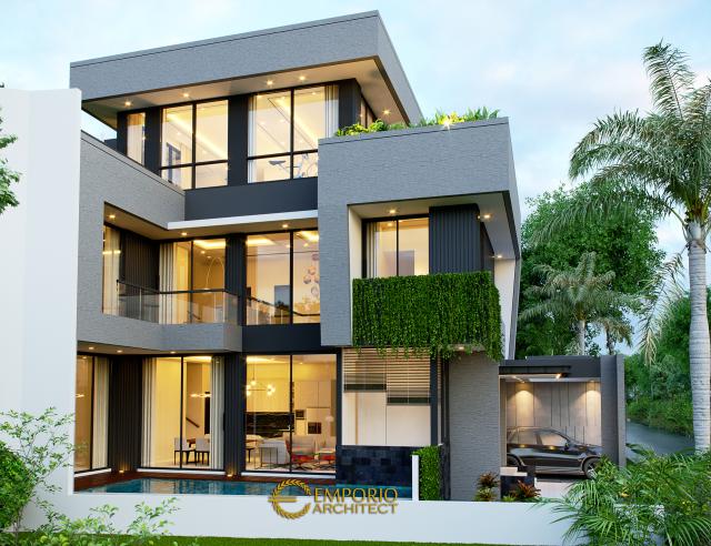 Desain Tampak Belakang Rumah Modern 3 Lantai Ibu Desi di Cibubur, Jawa Barat