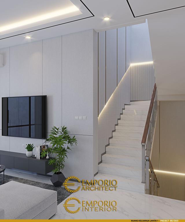 Desain Ruang Keluarga Rumah Modern 3 Lantai Ibu Desi di Cibubur, Jawa Barat