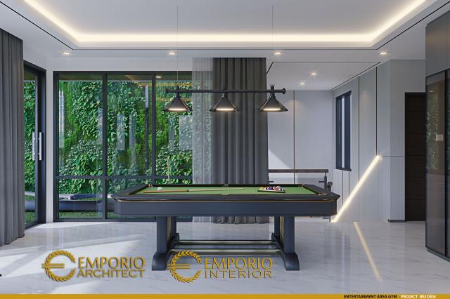 Desain Entertainment Area Gym Rumah Modern 3 Lantai Ibu Desi di Cibubur, Jawa Barat