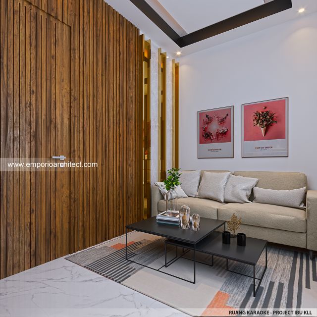 Desain Ruang Karaoke Rumah Modern 3 Lantai Ibu KLL di Bandung
