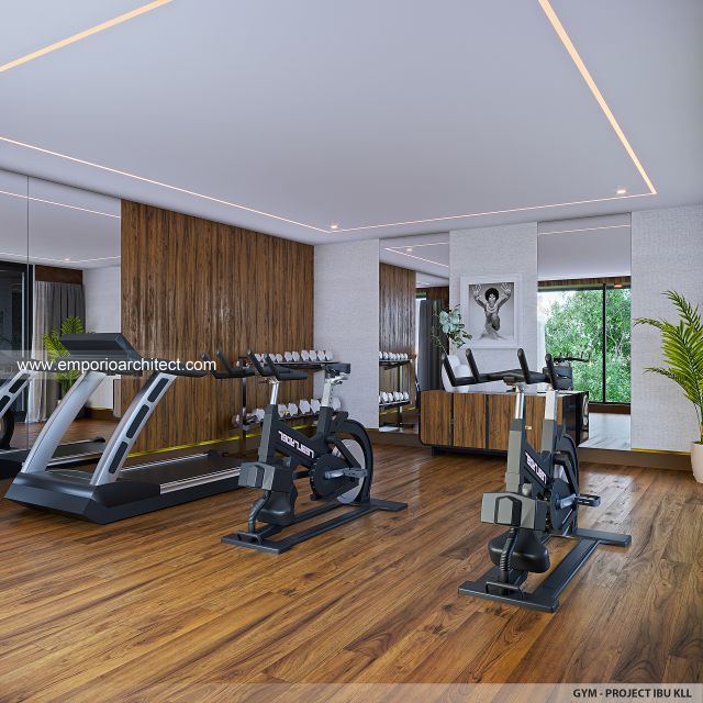 Desain Area Gym Rumah Modern 3 Lantai Ibu KLL di Bandung