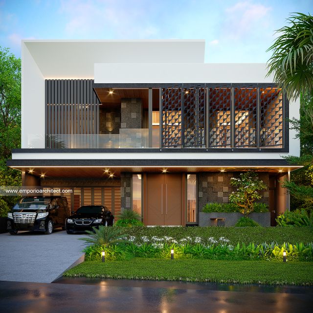 Desain Tampak Depan 3 Rumah Modern 3 Lantai Ibu KLL di Bandung