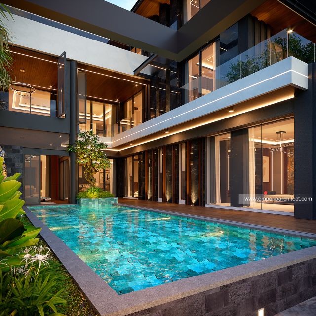 Desain Tampak Detail Samping Rumah Modern 3 Lantai Ibu KLL di Bandung