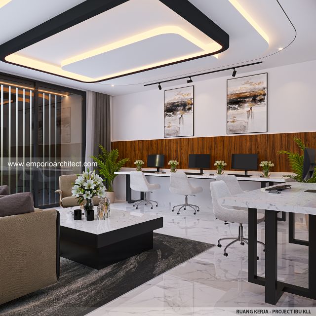 Desain Ruang Kerja Rumah Modern 3 Lantai Ibu KLL di Bandung