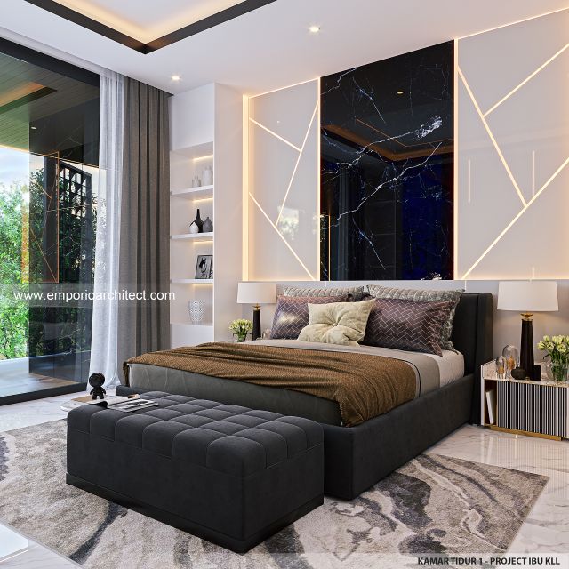 Desain Kamar Tidur 1 Rumah Modern 3 Lantai Ibu KLL di Bandung