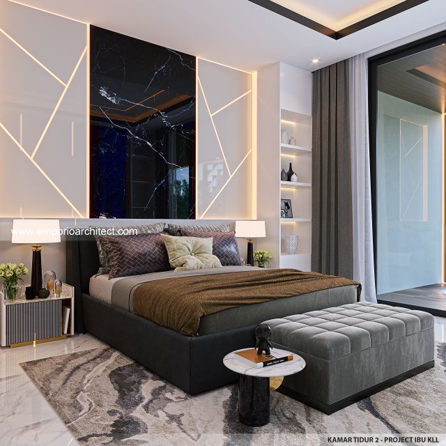 Desain Kamar Tidur 2 Rumah Modern 3 Lantai Ibu KLL di Bandung