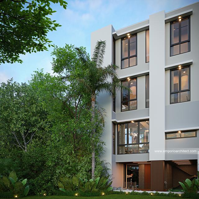 Desain Tampak Belakang Rumah Modern 4 Lantai Bapak BDM di Cipayung, Jakarta Timur