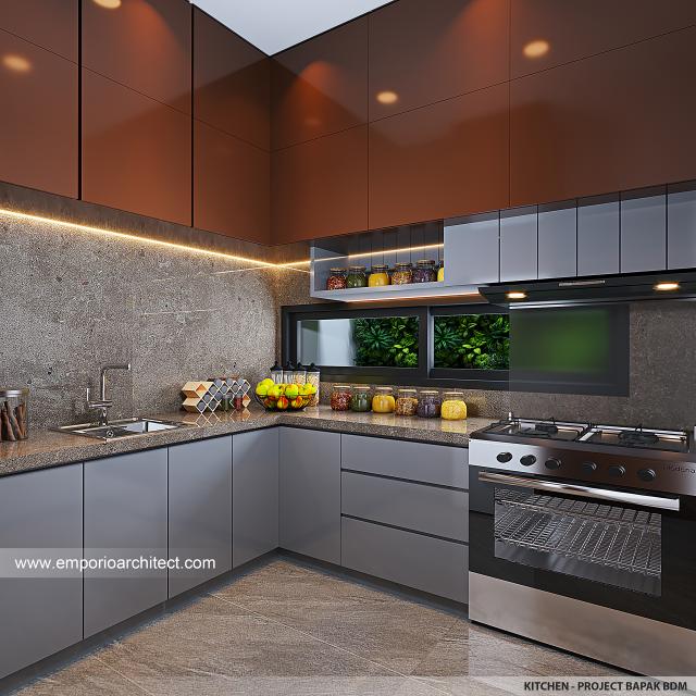 Desain Dapur Rumah Modern 4 Lantai Bapak BDM di Cipayung, Jakarta Timur