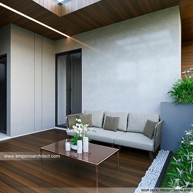 Desain Roof Deck Rumah Modern 4 Lantai Bapak BDM di Cipayung, Jakarta Timur