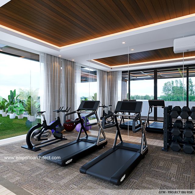 Desain Area Gym Rumah Modern 3 Lantai Ibu RSK di Makassar