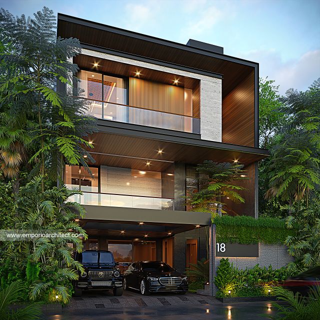 Desain Tampak Depan 3 Rumah Modern 3 Lantai Bapak WWJ di Jakarta Barat