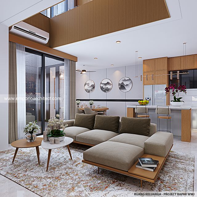 Desain Ruang Keluarga Rumah Modern 3 Lantai Bapak WWJ di Jakarta Barat