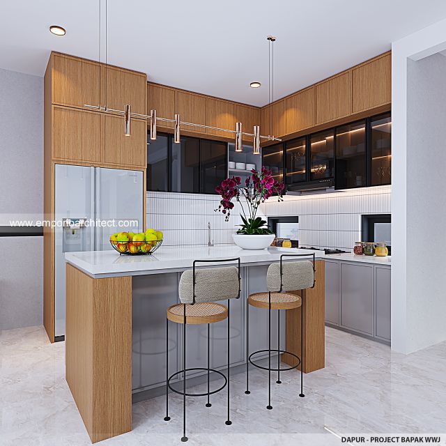 Desain Dapur Rumah Modern 3 Lantai Bapak WWJ di Jakarta Barat