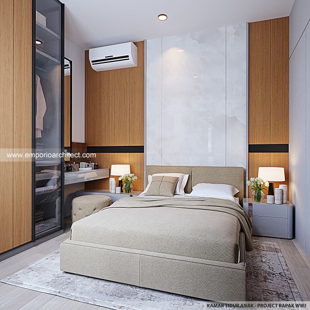 Desain Kamar Tidur Anak Rumah Modern 3 Lantai Bapak WWJ di Jakarta Barat