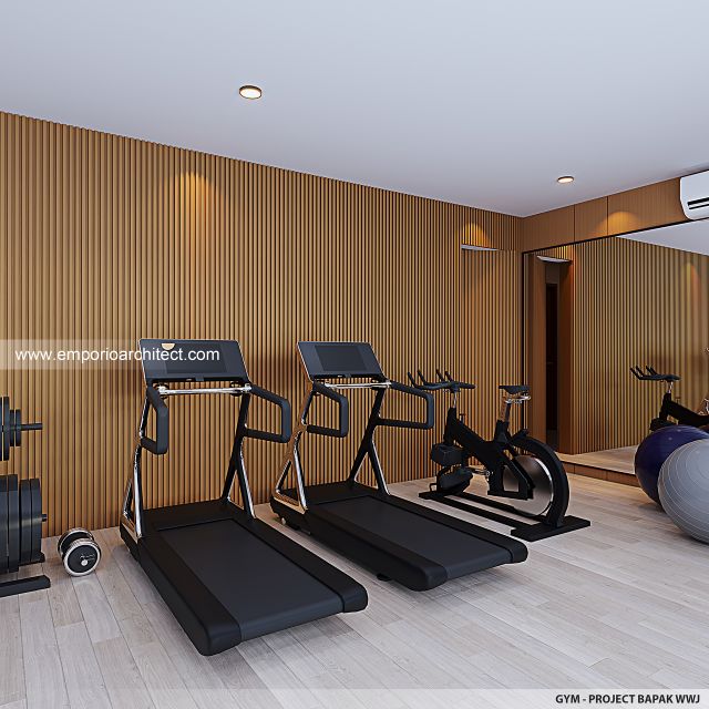 Desain Ruang Gym Rumah Modern 3 Lantai Bapak WWJ di Jakarta Barat