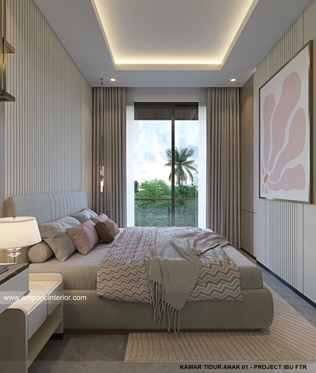 Desain Kamar Tidur Anak 1 Rumah Modern 3 Lantai Ibu FTR di Tangerang Selatan