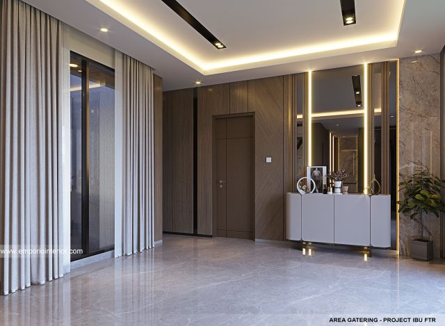 Desain Area Gathering Rumah Modern 3 Lantai Ibu FTR di Tangerang Selatan