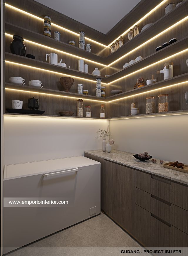 Desain Gudang Rumah Modern 3 Lantai Ibu FTR di Tangerang Selatan