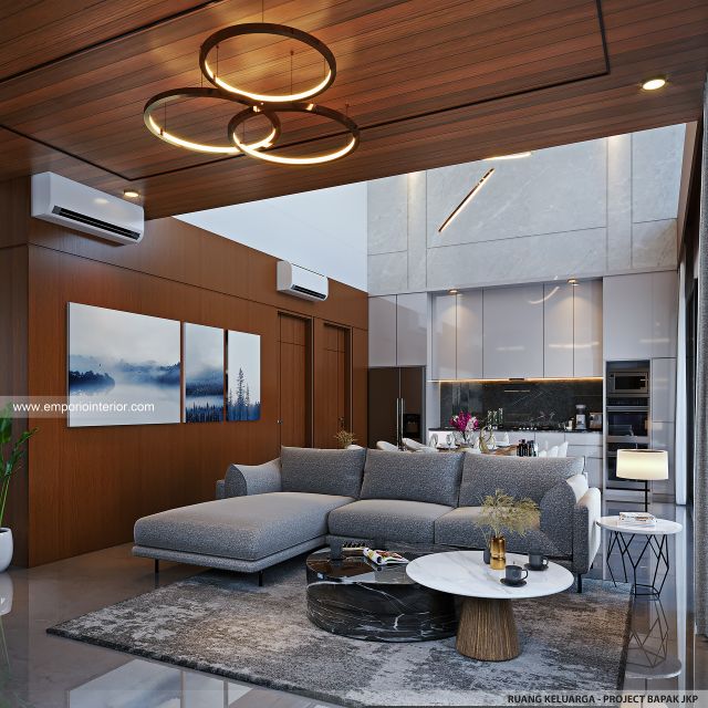 Desain Ruang Keluarga Rumah Modern 3 Lantai Bapak JKP di Bandung