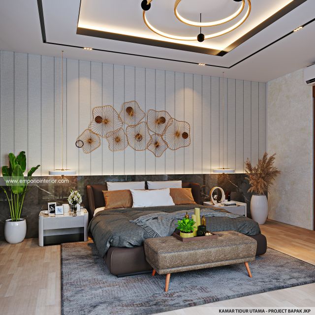 Desain Kamar Tidur Utama Rumah Modern 3 Lantai Bapak JKP di Bandung