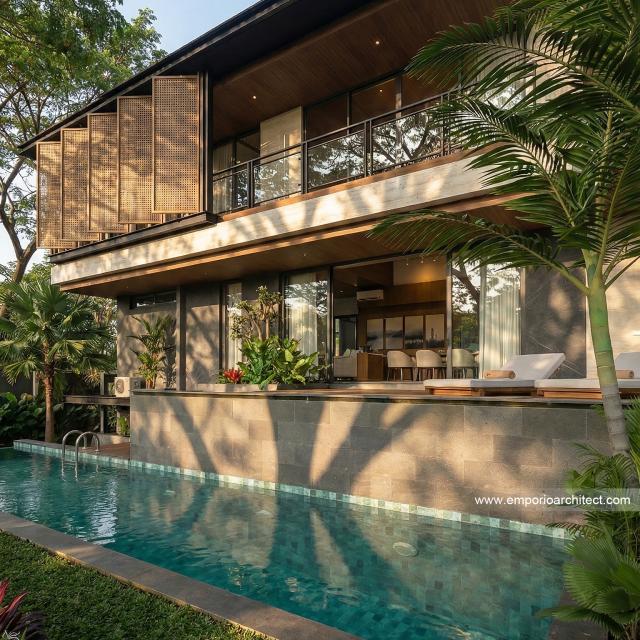 Desain Tampak Detail Belakang 2 Rumah Modern 3 Lantai Bapak JKP di Bandung