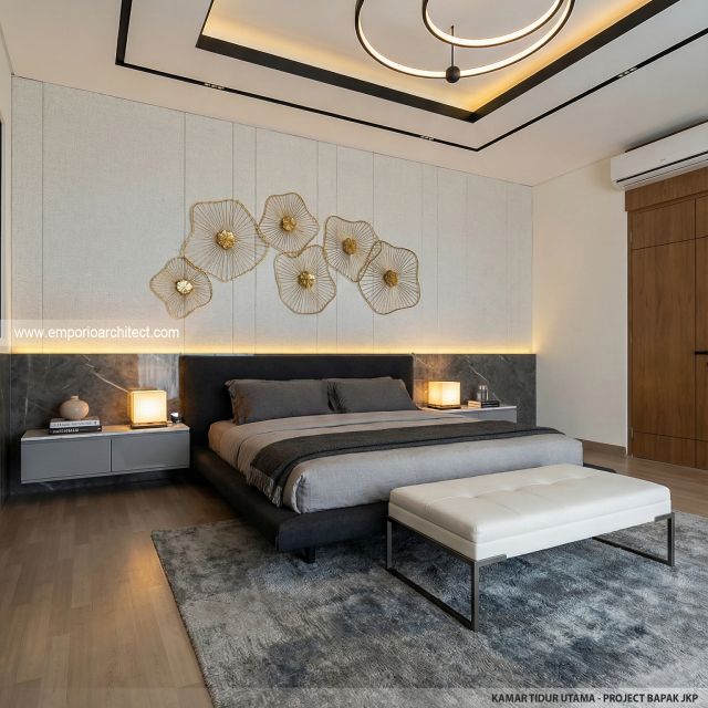 Desain Kamar Tidur Utama Rumah Modern 3 Lantai Bapak JKP di Bandung